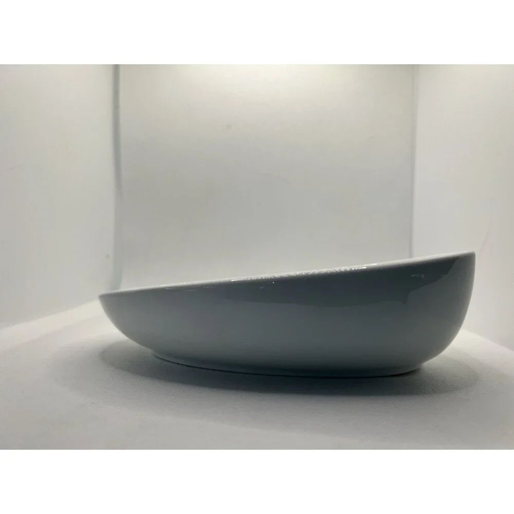 4 CB2 Crate & Barrel White Porcelain egg Shaped oblong oval abstract modern bowl